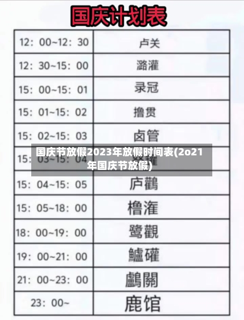 国庆节放假2023年放假时间表(2o21年国庆节放假)