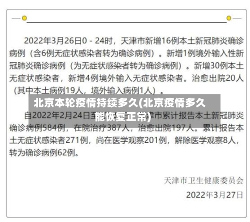北京本轮疫情持续多久(北京疫情多久能恢复正常)